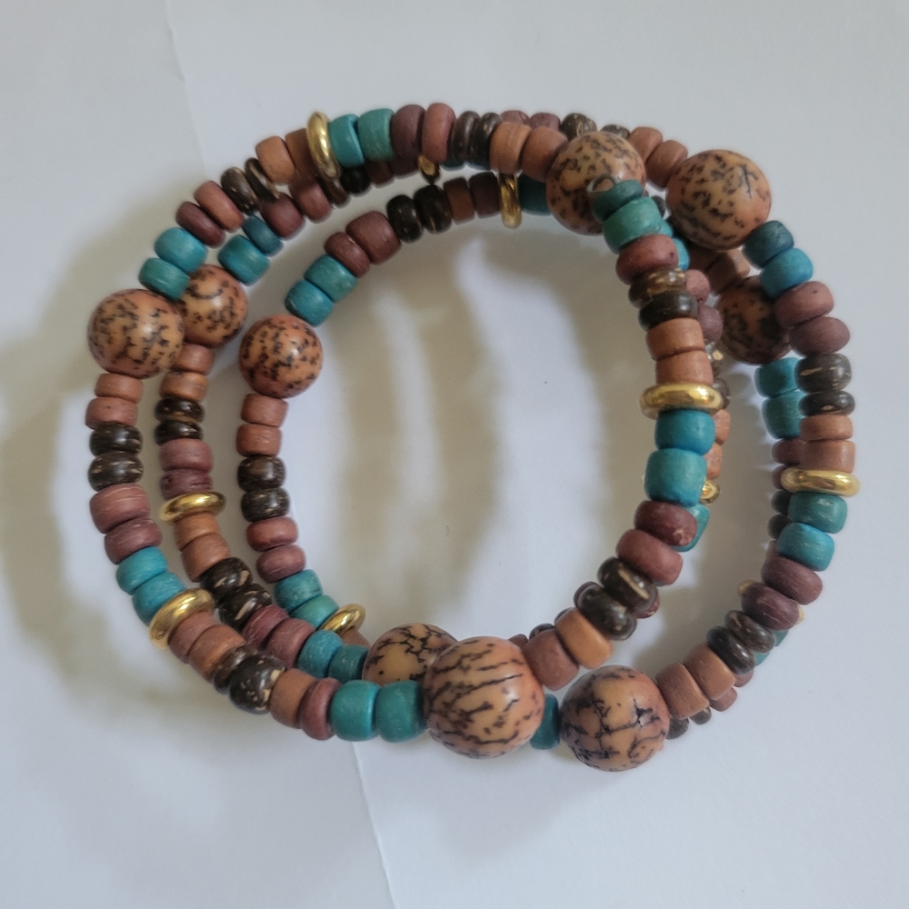Earthy Brown and Green Beaded Bracelet